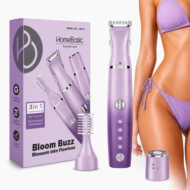 HOMEBASIC Face Bikini & Body Hair Removal for Women Trimmer 100 min Runtime 2 Length Settings