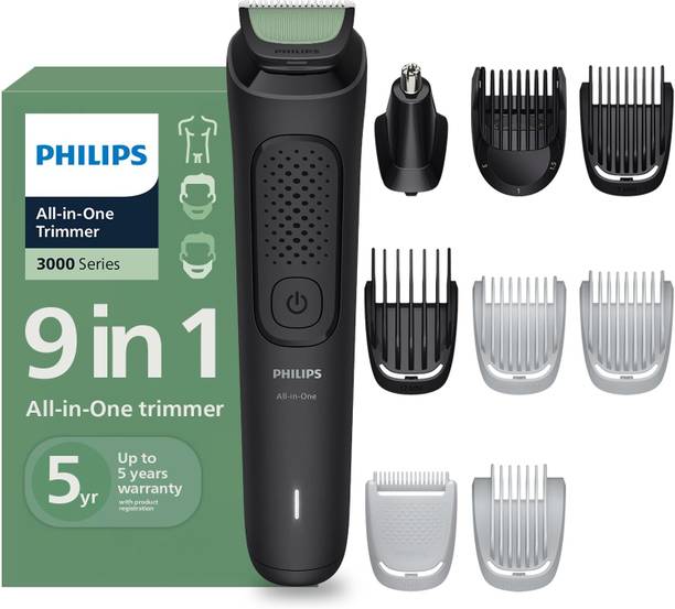 PHILIPS Beard, Hair, Body & Nose Trimmer | One Stroke Trimming Trimmer 59 min Runtime 5 Length Settings