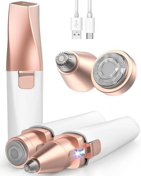 TheHomeHavenMart 2 in 1 Facial Hair Remover & Eyebrow Trimmer for Women, USB Rechargeable Trimmer 120 min  Runtime 1 Length Settings