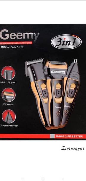 Geemy Hair trimmer New professional hair clipper hair shaver 3 in 1 trimmer Body Groomer 120 min  Runtime 4 Length Settings
