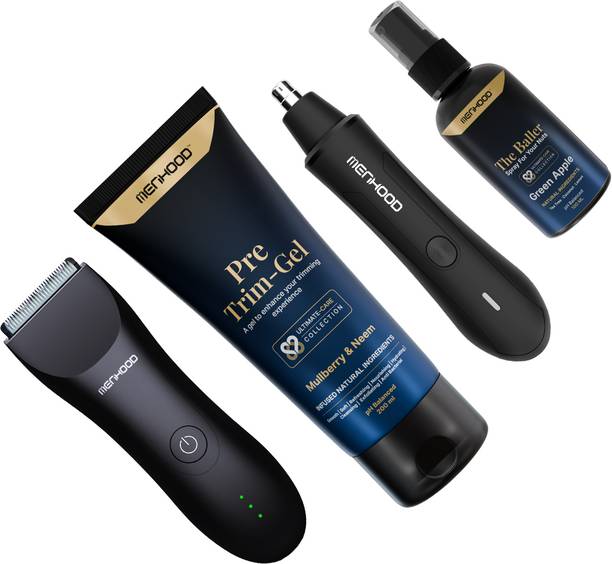 MENHOOD Up-Down Package 1.0 - Grooming Trimmer 1.0 for Men, Nosar trimmer for Nose & Ear Body Groomer 150 min  Runtime 4 Length Settings