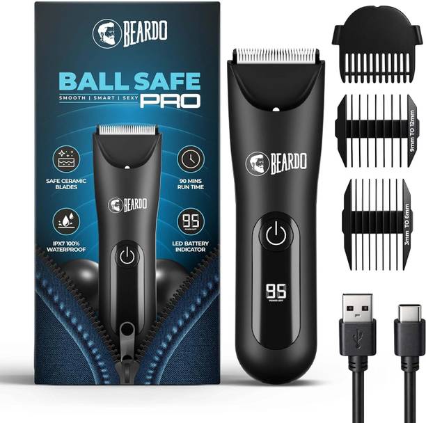 BEARDO Ball Safe Pro Trimmer For Men | Skin Safe Tech Waterproof, Private Parts & Body Fully Waterproof Trimmer 90 min Runtime 3 Length Settings