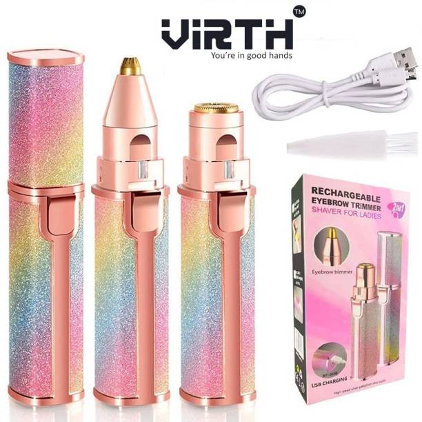 Virth Portable 2 In 1 Trimmer with Light for women Face, Lips, Nose Hair Removal Trimmer 70 min  Runtime 2 Length Settings