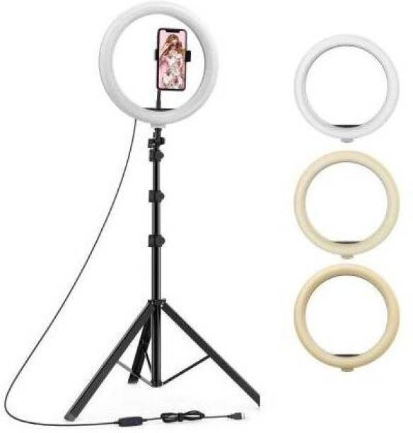 Tygot 10 Inches LED Ring Light for Camera, Phone with 7 Feet Long Foldable Lightweight Tripod Kit, Tripod
