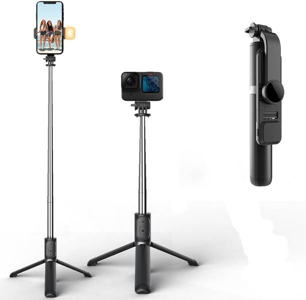 Wanzhow Best Bluetooth Extendable Selfie Stick with led for Making Tik-tok, YouTube vlog Monopod, Tripod, Tripod Bracket, Tripod Kit