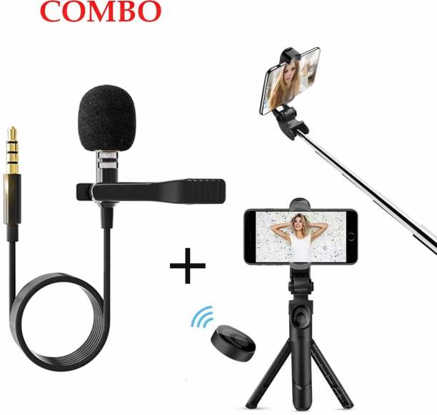 Mobtude Wireless Foldable Mini Tripod Extendable with collar mic Bluetooth Selfie Stick