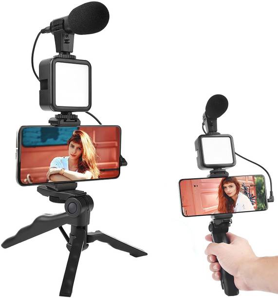 KSD Best Buy Video Making Vlog Tripod Kit With Microphone and Light For Broadcast Tripod Kit