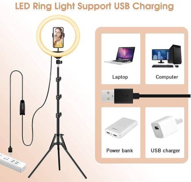 airtech RGB 10 LED ring light stand for making reels, youtube videos with Phone Holder Tripod Kit, Tripod