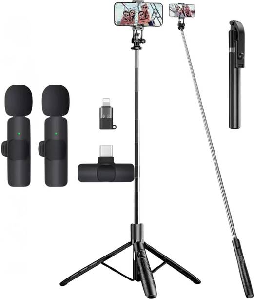 GADGETSWEAR (Combo Y17 With K9 Wireless Mic) Selfie Stick with Tripod, 360 Degree Rotating Tripod Kit