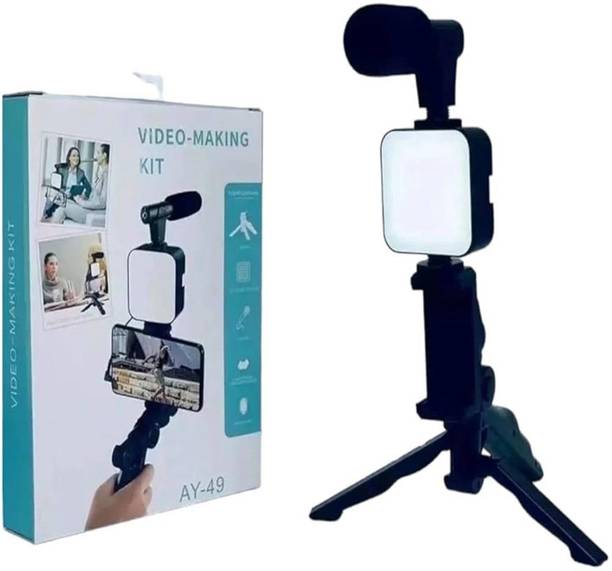 Hespa AY-49 Video Making Kit | Tripod, LED Light & Mic for Vlogging & Live Streaming Tripod