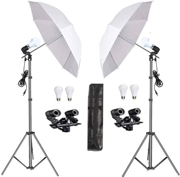 PICPRO Umbrella Light for Studio + 20W Bulb for Photography Videography Double Holder Tripod Kit