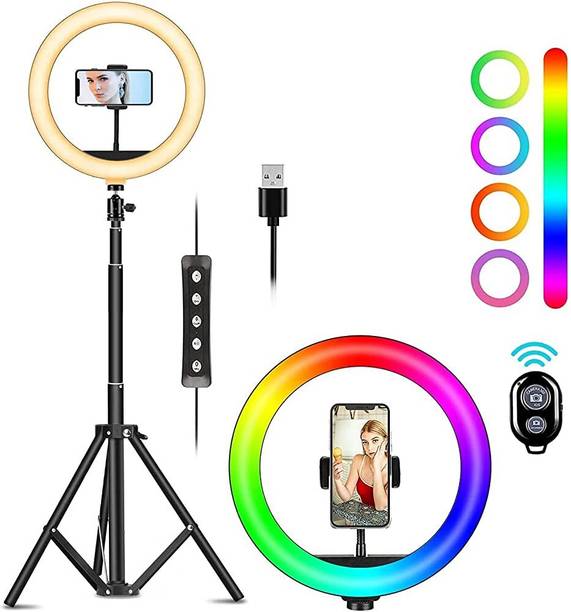 TECHMAZE 10 inch RGB Ring Light 360?Full Color 13 Dynamic RGB + 13 Static Tripod