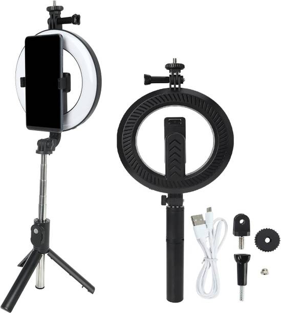 Deoxys Foldable Phone Tripod with 6" Ring Light,32" Extendable Phone Tripod