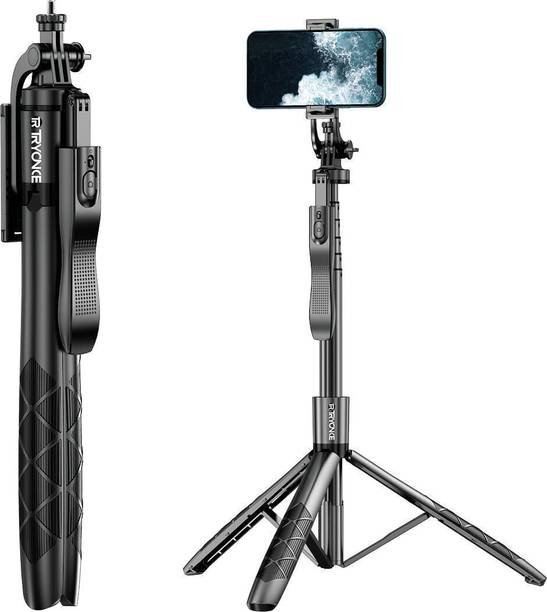 Tryonce 4-in-1 Selfie Stick Tripod 5.2 Feet Long with Stable Handle and Bluetooth Remote Tripod