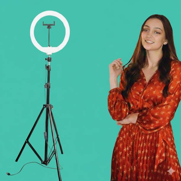 BESTFLY A1 New 10 Inches Big LED Ring Light with 7 feet Stand for Camera Smartphone Tripod, Tripod Kit