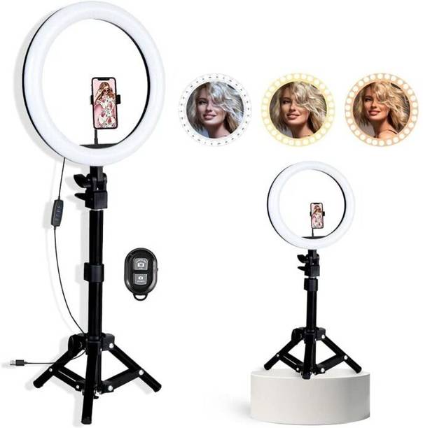 DEEPA ENTERPRISES 10 Inches LED Ring Light with Mic Condenser for YouTube, Bluetooth Tripod