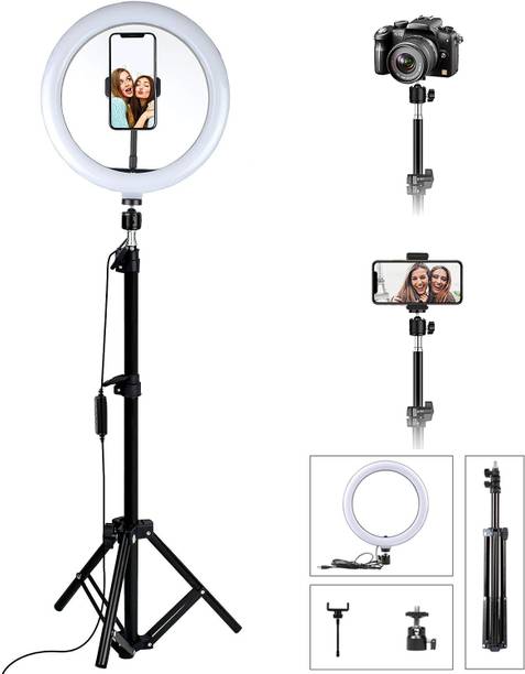 ADZOY Economy 6.9 Feet Metal Tripod with 10" Ring Light of 3 Modes for Beginners Tripod
