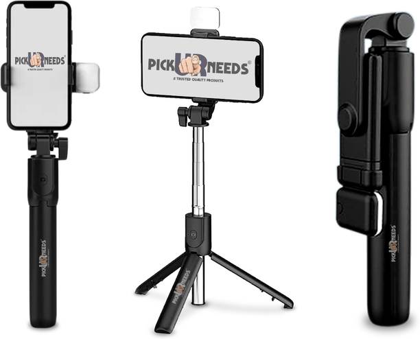 Pick Ur Needs Selfie Stick Flash Light Tripod with Detachable Remote Bluetooth Selfie Stick Tripod