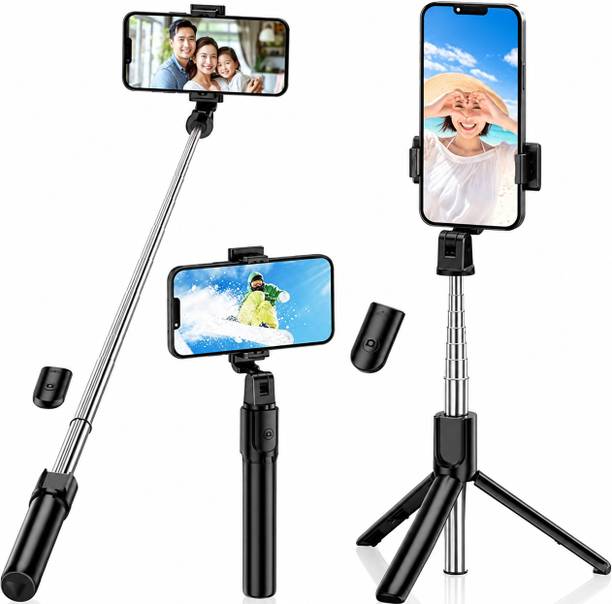 RUAAN Mobile Vlog Tripod w/BT Remote, Adj. Ht., 360° Rotating Mob Holder, Selfie Stick Tripod