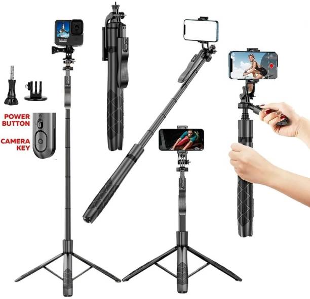 FKU L16 Selfie Stick Tripod (4in1) 61 inch Long with GoPro Adapter BT Shutter Bluetooth Selfie Stick