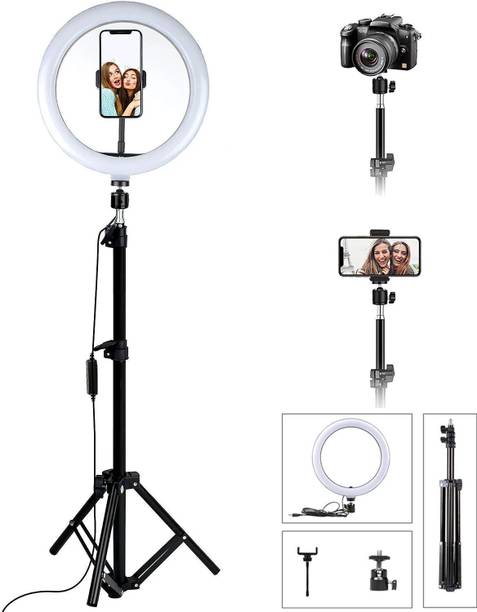 APENTERPRISES Economy 6.9 Feet Metal Tripod with 10" Ring Light of 3 Modes for Beginners Tripod