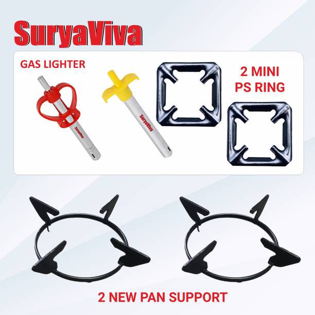 SURYAVIVA Pan Stand Combo(Lighter+mini ps ring) Gas Stove Burner Removable Grill/Jali Mild steel Trivet