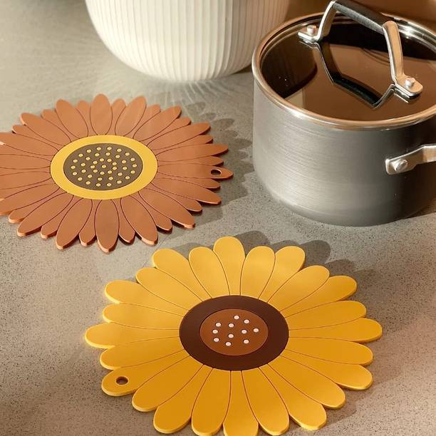 openZest Silicone Dish Drying Mat Sunflower Design – Heat-Resistant, Non-Slip (15cm) silicone Trivet