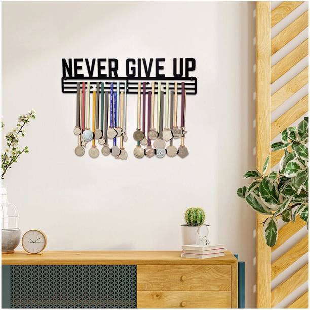Mystica Steel Never Give Up Medal Hanger For Wall Sports Medal Holder Holds 60 M