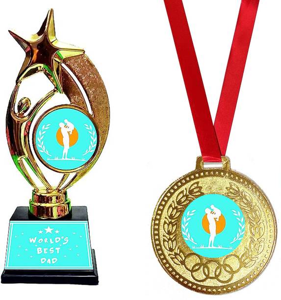Jayshri handicrafts Trophy with Medal Gift for World's Best Dad Trophy father day gift Medal