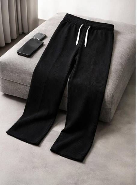 METRONAUT Relaxed Men Black Cotton Blend Trousers
