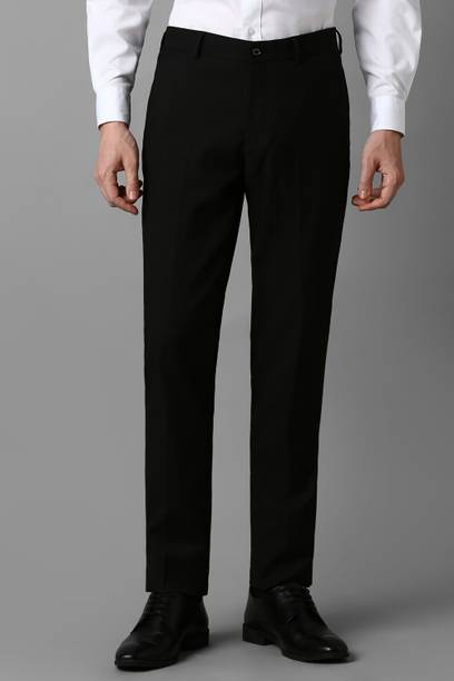Men Slim Fit Brown Polyester Trousers