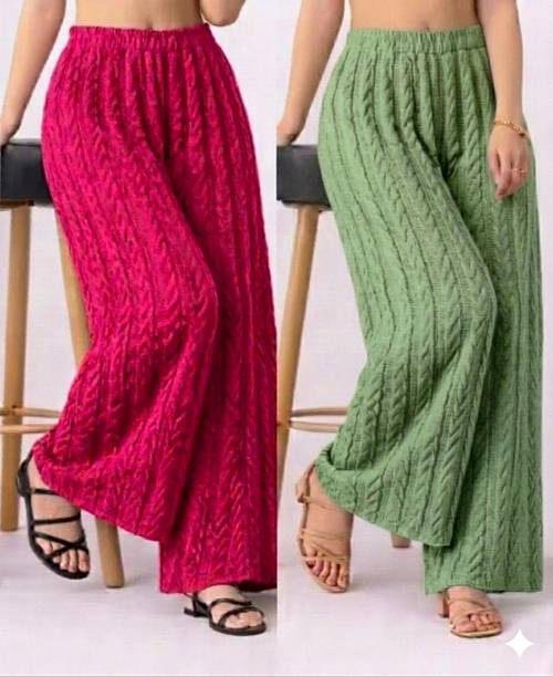 Pack of 2 Women Skinny Fit, Loose Fit Pink, Light Green Lycra Blend Trousers