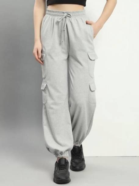 MS BOTTOM Women Comfort Fit Grey Cotton Blend Trousers