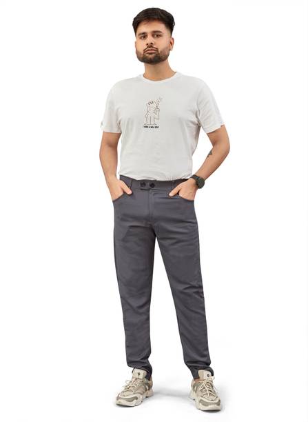 dnx Regular Fit Men Grey Trousers