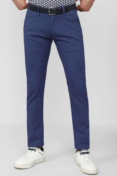 PETER ENGLAND Men Skinny Fit Dark Blue Cotton Blend Trousers