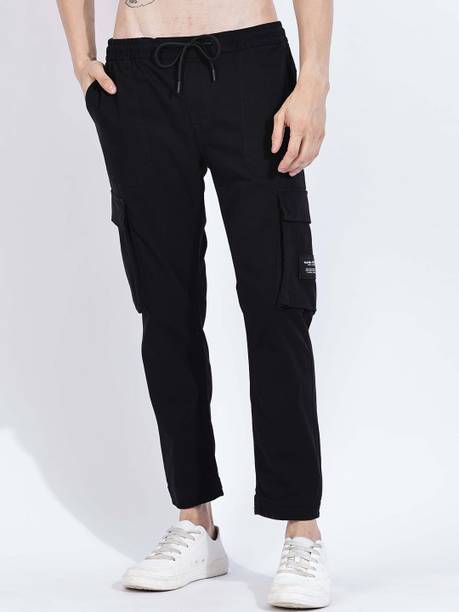 Men Slim Fit Black Cotton Blend Trousers
