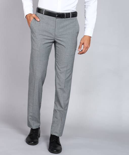 Raymond Men Slim Fit Grey Cotton Blend Trousers