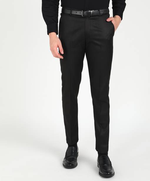 Men Relaxed Black Viscose Rayon Trousers
