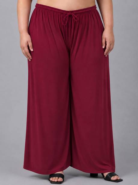 Women Relaxed Maroon Viscose Rayon Trousers