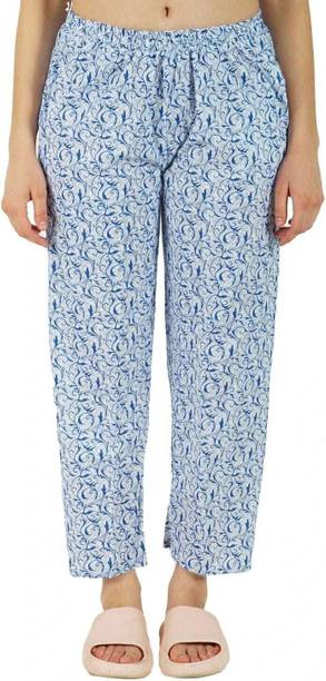 Bliez Women Regular Fit Blue Pure Cotton Trousers
