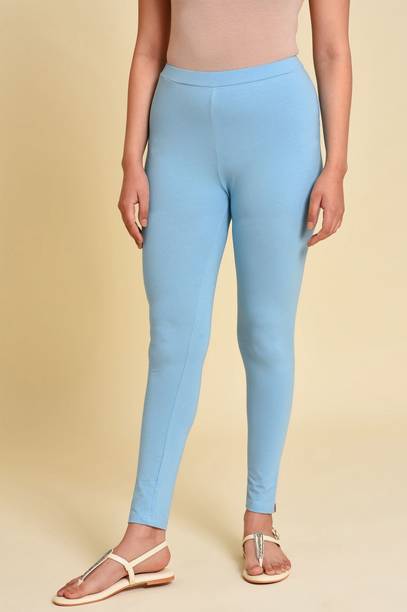 Women Regular Fit Blue Cotton Blend Trousers