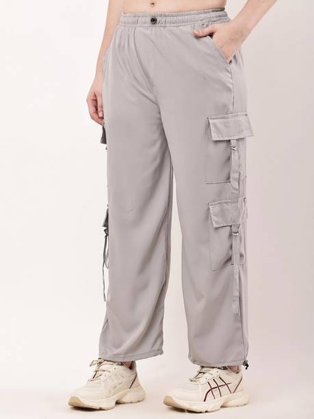 MYLOOKUP Women Regular Fit Grey Polyester Trousers