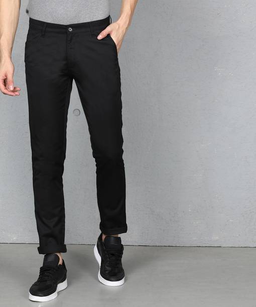 Regular Fit Men Viscose Rayon Black Viscose Rayon Trousers
