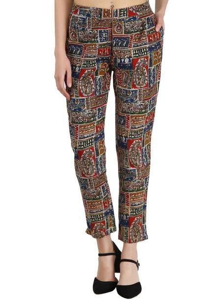 Jaipur Attire Women Regular Fit Multicolor Cotton Blend Trousers