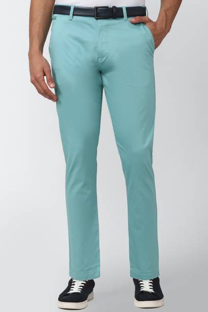 PETER ENGLAND Men Skinny Fit Blue Cotton Blend Trousers