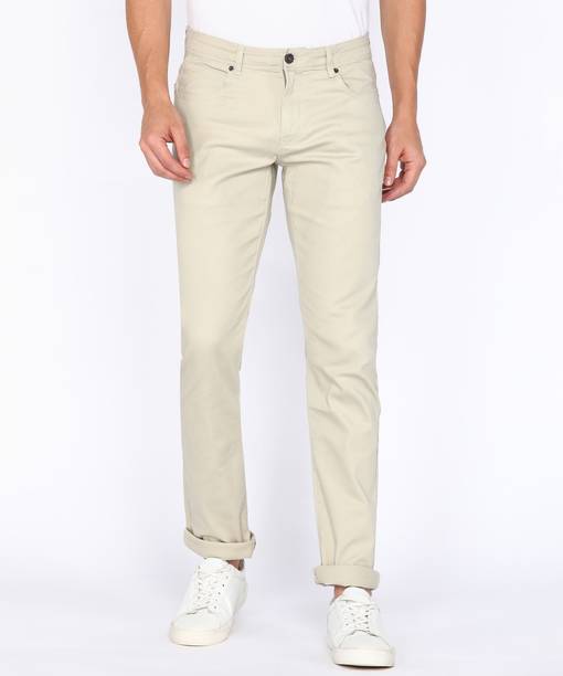 PETER ENGLAND Men Skinny Fit Beige Cotton Blend Trousers
