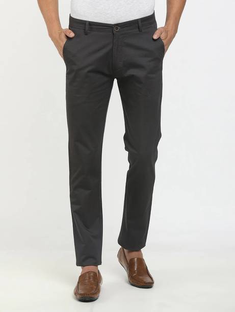 Tanip Men Slim Fit Grey Cotton Blend Trousers