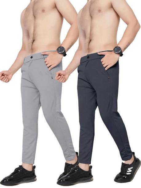 Pack of 2 Men Regular Fit Multicolor Polycotton Trousers