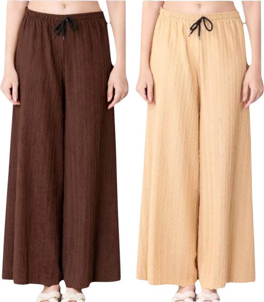 Pack of 2 Women Comfort Fit Multicolor Polycotton Trousers
