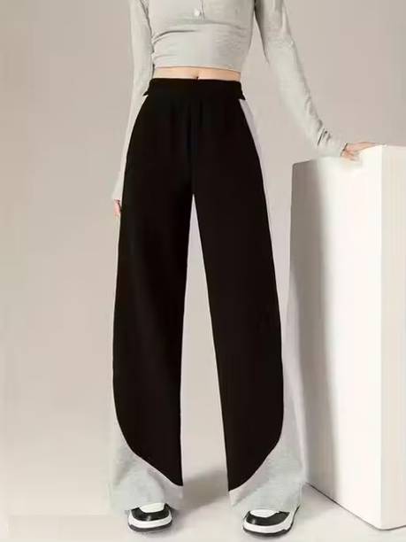 Women Flared Multicolor Lycra Blend Trousers